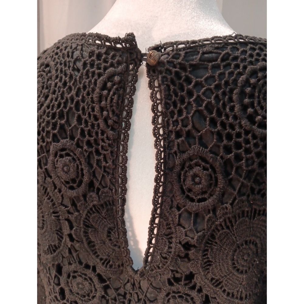 Zara Crochet Mini Dress Floral Black Retro Y2k - Picture 6 of 13